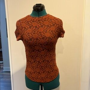 COPY - Lace Short Sleeve Top - Rust